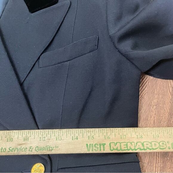 Myrene De Premonville Paris Vintage Double Breast Blazer Velvet Trim Gold Button - Picture 7 of 12